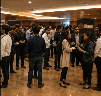 Delegates networking between Summit sessions