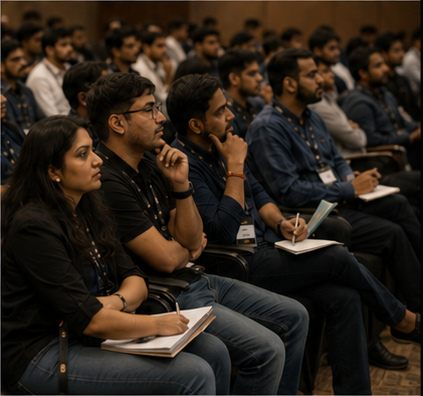 Audience listening during a practical session